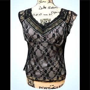 New Black Lace top with gray lining by Tempted